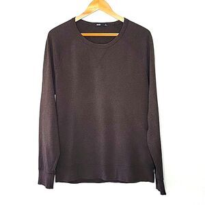 ONASSIS 100% Cotton Brown Long Sleeve Pullover Casual Crewneck Shirt size M